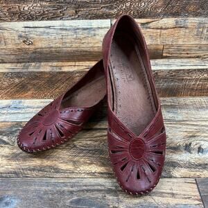 Pikolinos Spanish Design Shoes Women's 39 US 8.5 Red Leather Heels Laser Cut